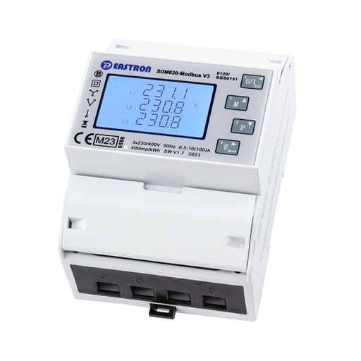 [140.002] SDM630Modbus-V3 MID Zweirichtungs- Multifunktionsstromzähler mit RS485 und 2x S0